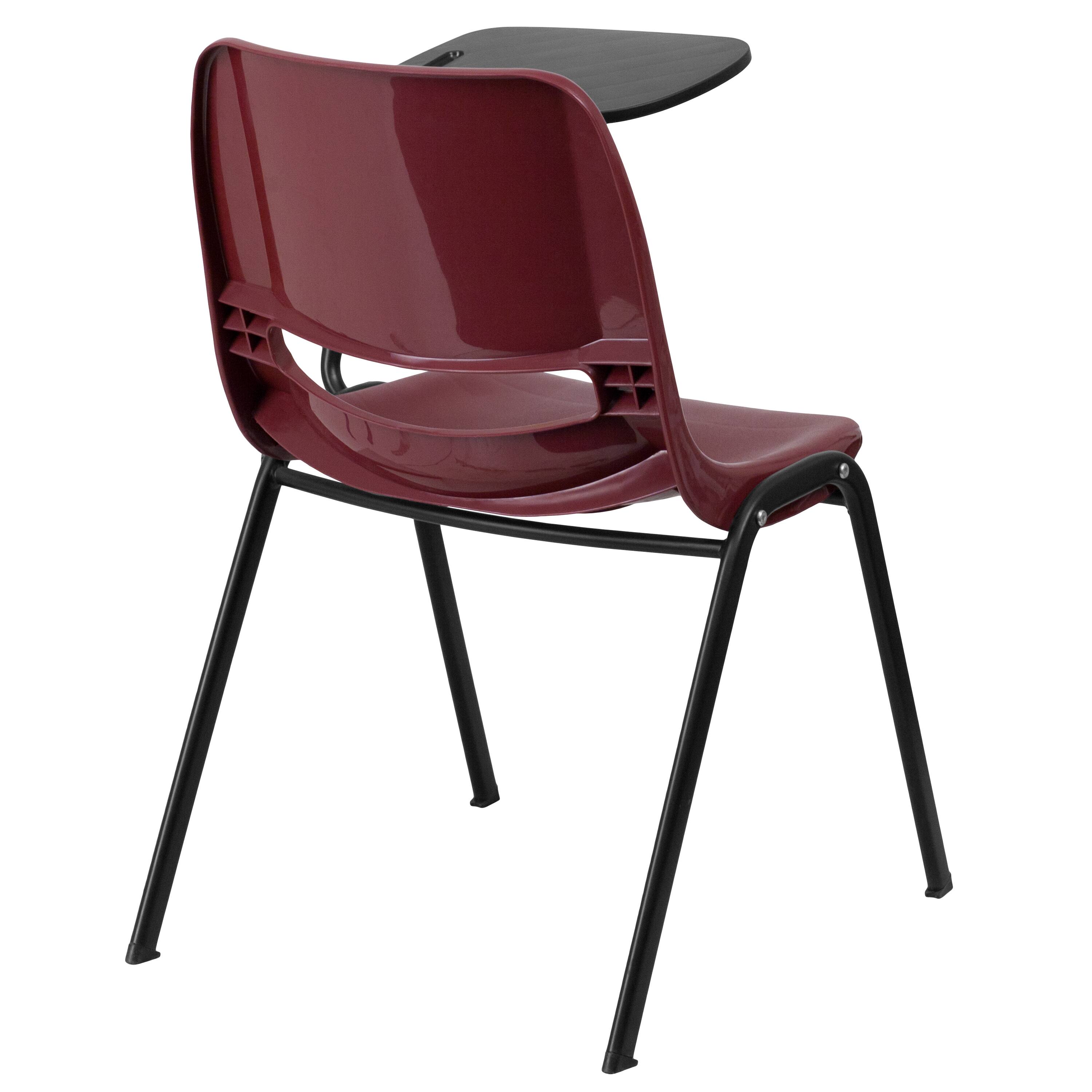 Alt View 3. Emma + Oliver - Ergonomic Shell Chair with Left Handed Flip-Up Tablet - Tablet Arm Desk - Burgundy.