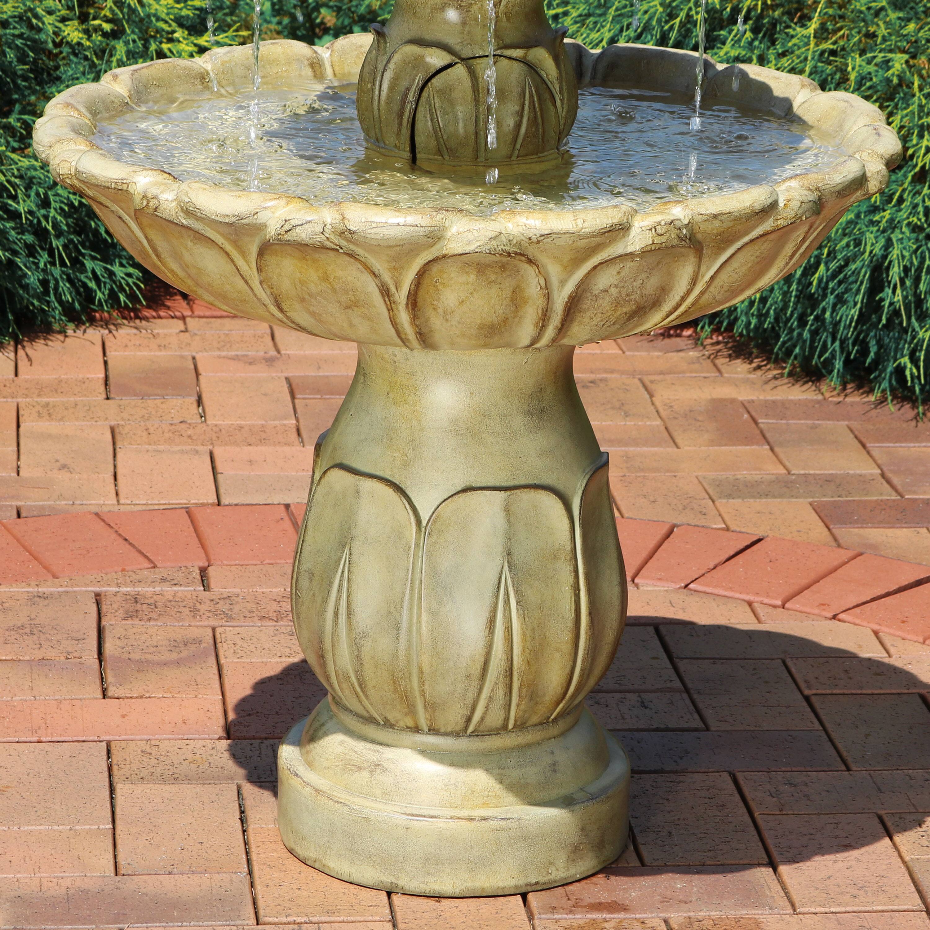 Alt View 8. Sunnydaze - Classic Tulip Polystone Outdoor 3-Tier Fountain - Garden Stone.