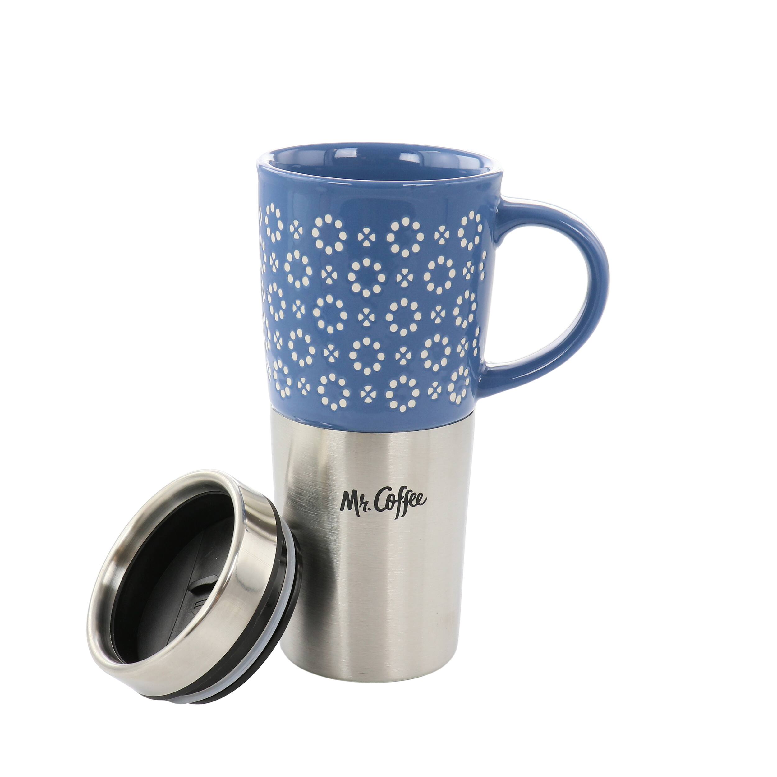 Mr. Coffee Travertine 16 Ounce Stoneware and Stainless Steel