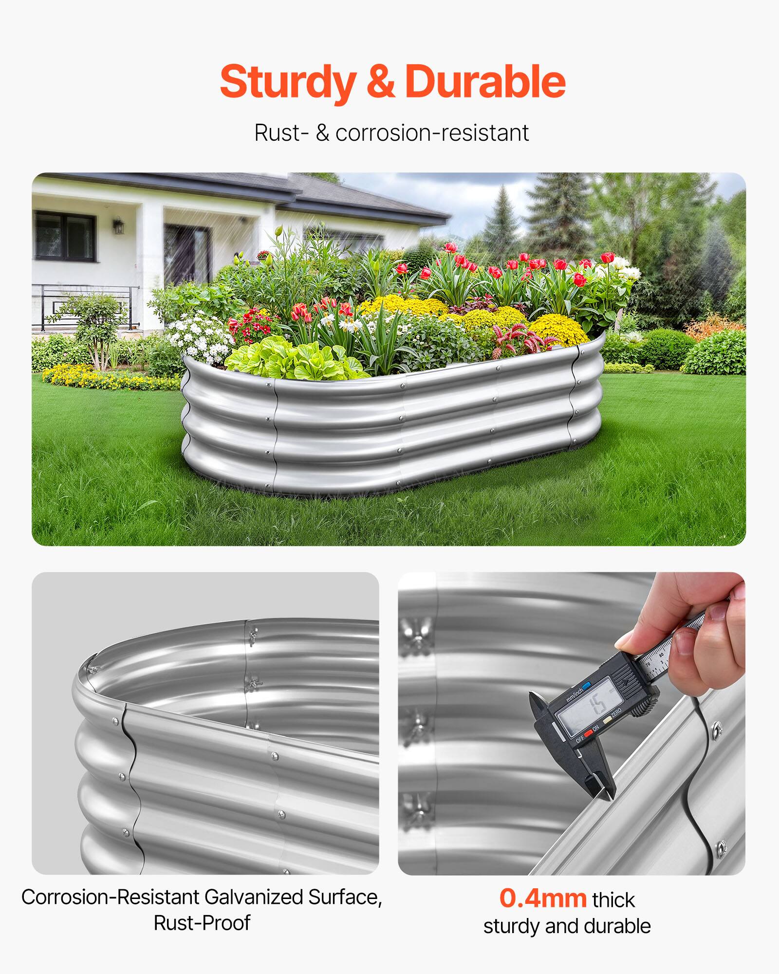 Sturdy & Durable  
Rust- & corrosion-resistant  

Corrosion-Resistant Galvanized Surface, Rust-Proof  

0.4mm thick sturdy and durable