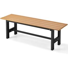 Gymax - Outdoor HDPE Bench w/ Metal Frame 47'' x 14'' x 16'' for Yard Garden - Brown