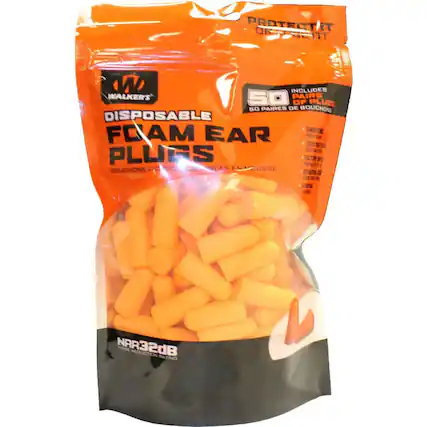 PROTECT IT OR LOSE IT!
WALKER'S
DISPOSABLE FOAM EAR PLUGS
50 PAIRS OF PLUGS
50 PAIRES DE BOUCHONS
NRR32dB NOISE REDUCTION RATING