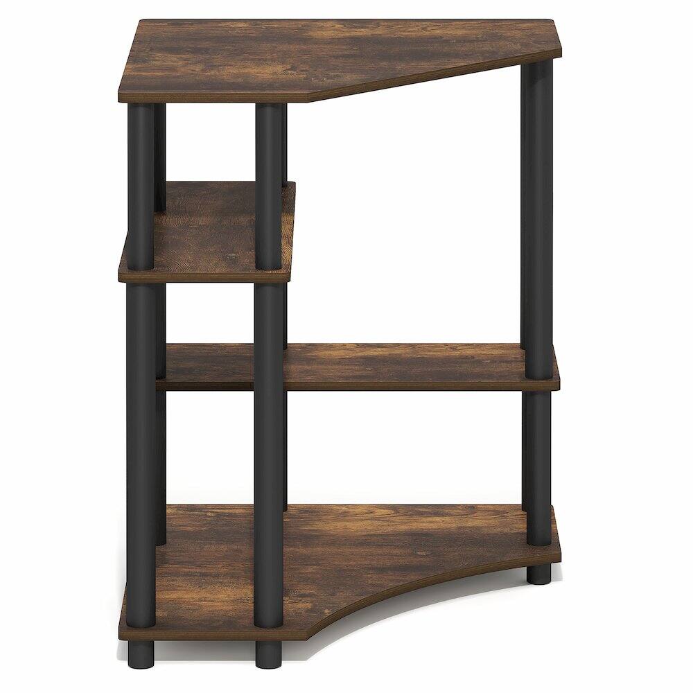 Left. Furinno - TURN-N-TUBE Desk, Corner Gaming Desk with Storage Shelves, Toolless Assembly Computer Desk with Open Shelf, Office Desk - Amber Pine/Black.