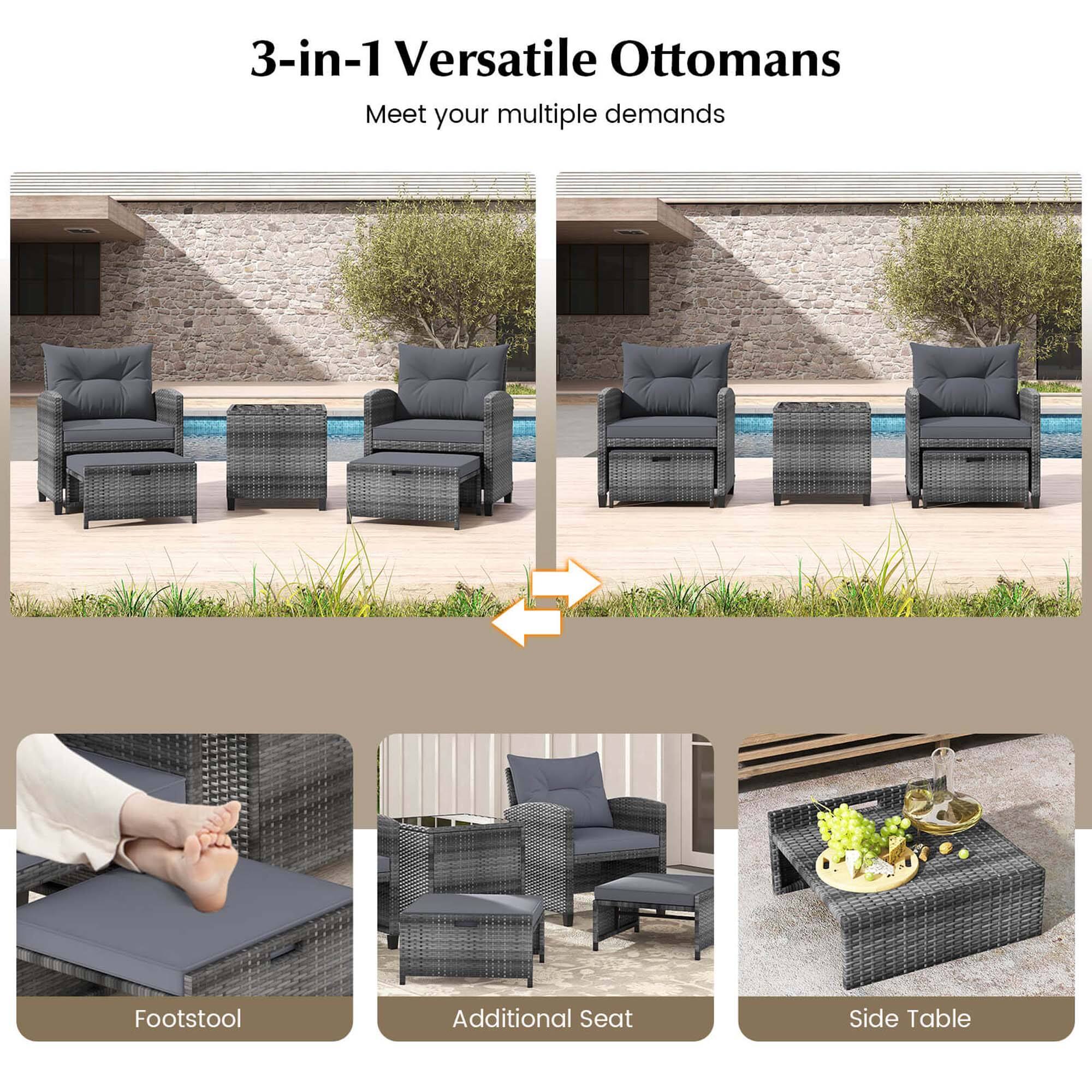 3-in-1 Versatile Ottomans Meet your multiple demands Footstool Additional Seat Side Table