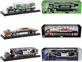 Auto Haulers Set of 3 Trucks Release 74 Limited Edition to 9000 pieces Worldwide 1/64 Diecast Model Cars by M2 Machines - Green, Copper, Gray