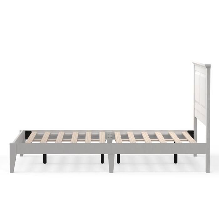 Alt View 1. Hivvago - Hivvago Full Traditional Solid Oak Wooden Platform Bed Frame with Headboard - White.