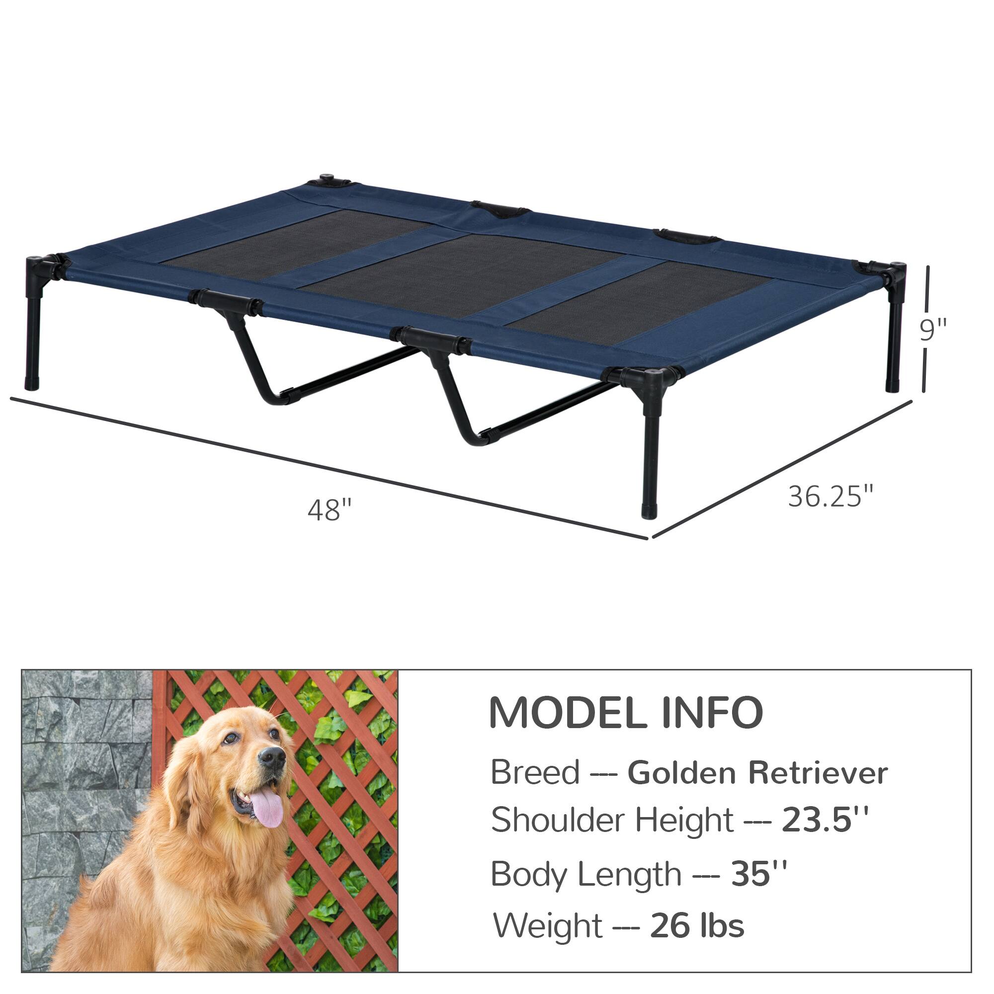 9"  
48"  
36.25"  

MODEL INFO  
Breed — Golden Retriever  
Shoulder Height — 23.5"  
Body Length — 35"  
Weight — 26 lbs