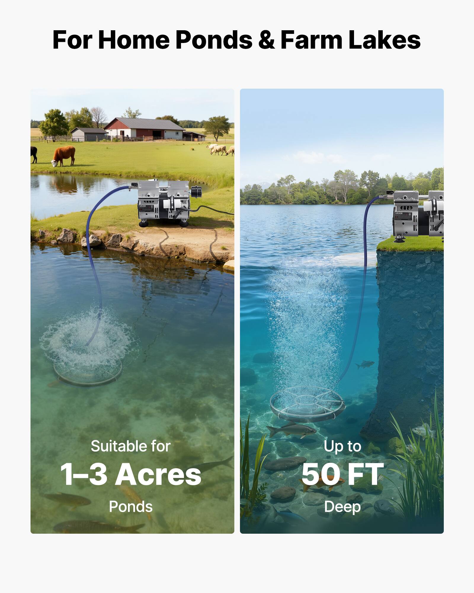 For Home Ponds & Farm Lakes

Suitable for 1-3 Acres Ponds

Up to 50 FT Deep