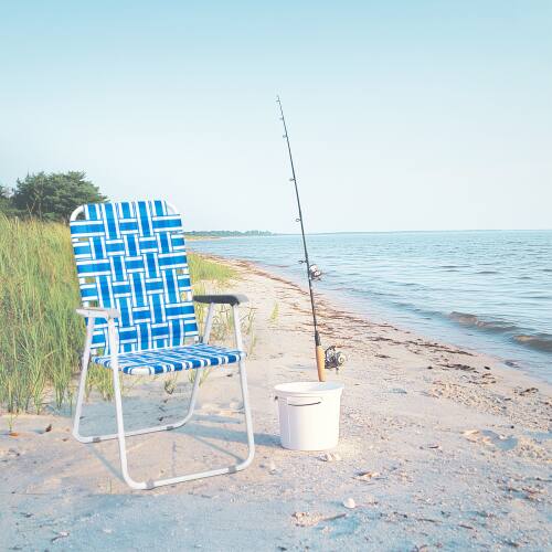 Alt View 10. Winado - 2PCS 37in Patio Lawn Chairs Folding, Webbed Folding, Beach, Portable Camping Chairs for In/Outdoor Yard Garden Beach - Blue.