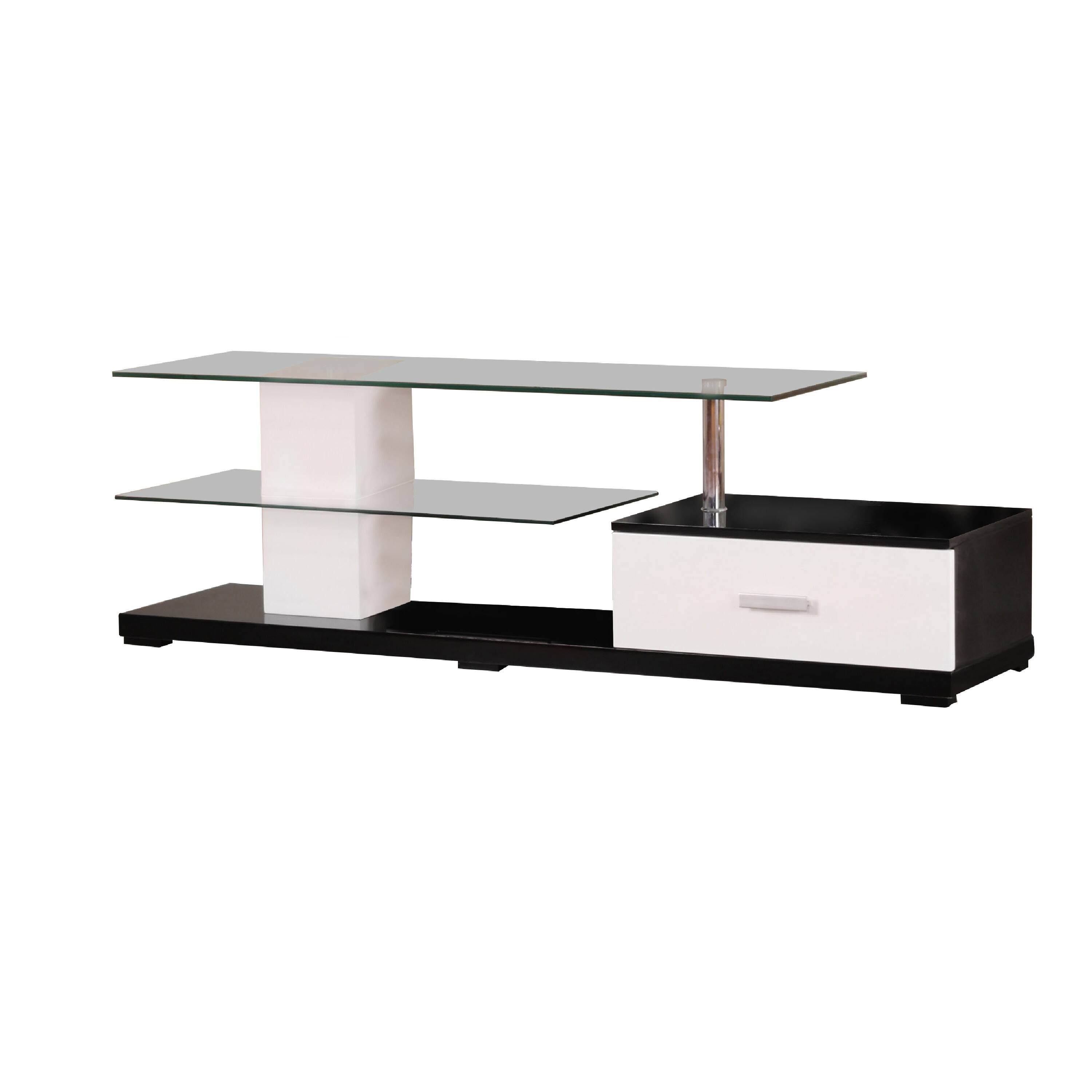Alt View 3. Manhattan Lane - Affable TV Stand, White & Black - White & Black.