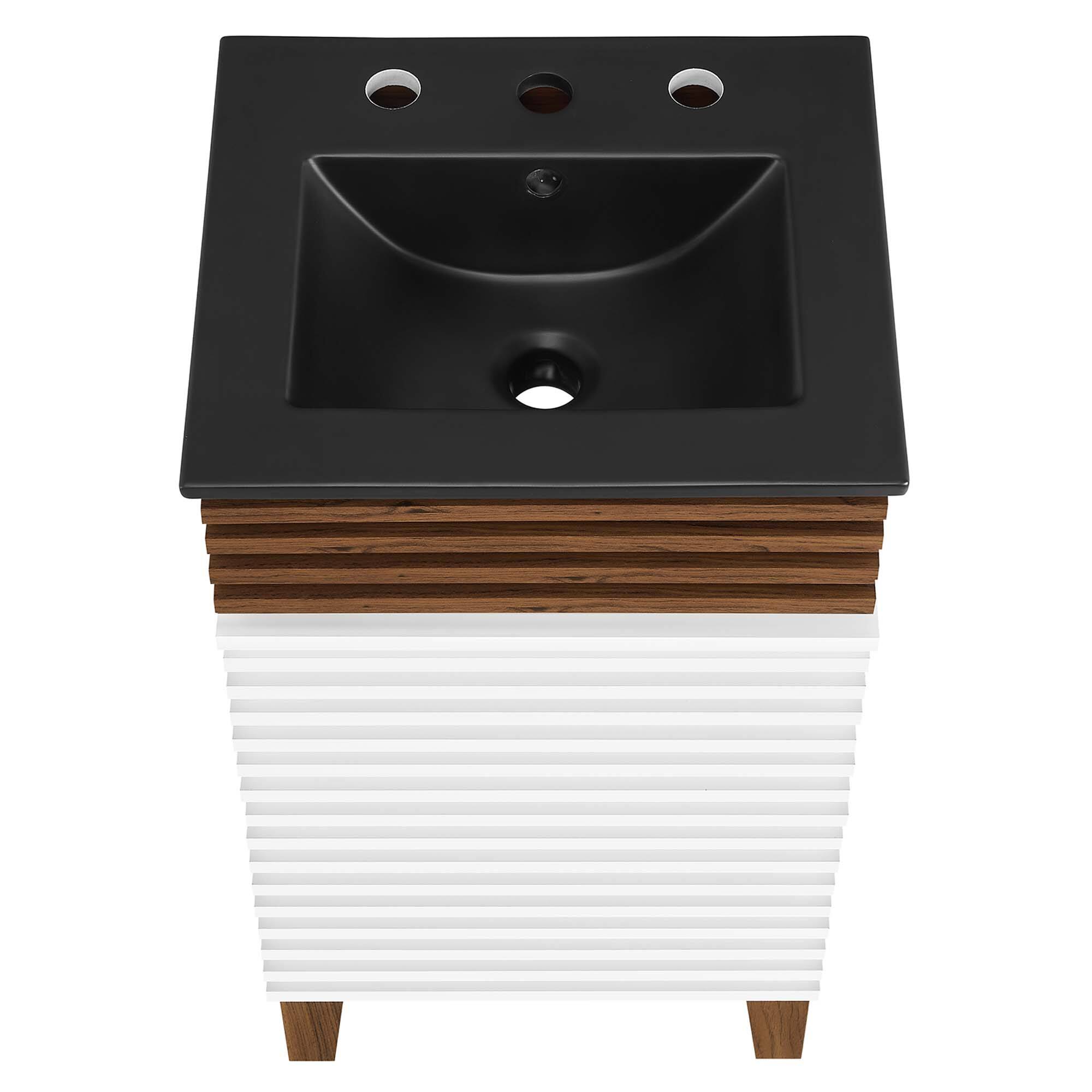 Alt View 4. Modway - Render Bathroom Vanity with Black Basin Included - White Walnut Black.