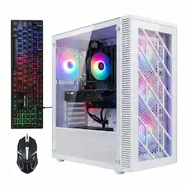 STGAubron - RGB PC Computer Desktop, AMD Ryzen 7 5700G up to 4.6Ghz, 16GB DDR4, 1TB SSD, WiFi 6 & BT 5.2, Windows 11 Home - White