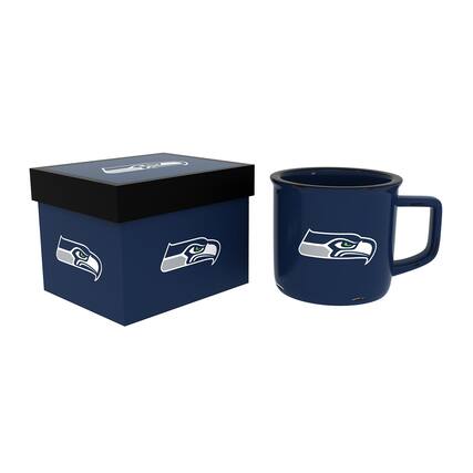 Front. Evergreen Enterprises - Seattle Seahawks 14oz. Ceramic Camp Cup with Gift Box - Multicolor.