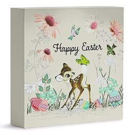 Silver Buffalo - Disney Bambi "Happy Easter" 6 x 6 Inch Wood Box Sign - Pink