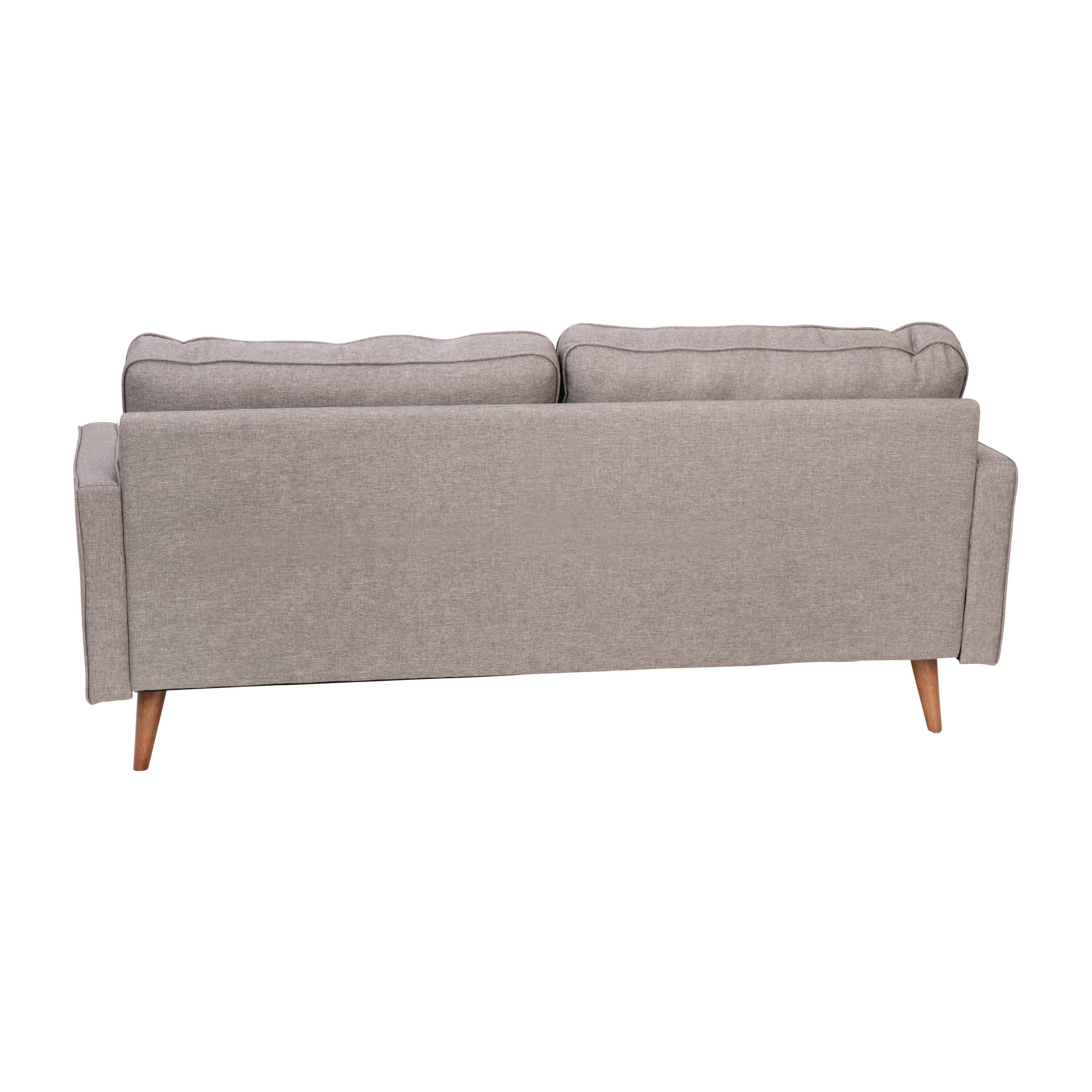 Alt View 7. Emma + Oliver - Holden Upholstered Mid-Century Modern Pocket Spring Sofa with Wooden Legs and Removable Back Cushions - Slate Gray.