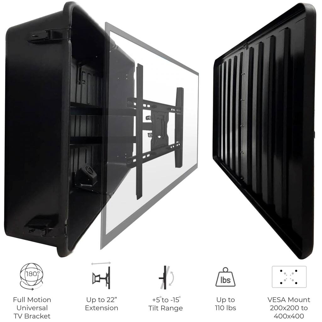 Angle. Heat Storm - Storm Shell Weatherproof 65” Outdoor TV Enclosure - Black.
