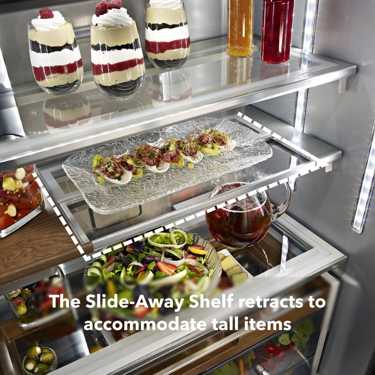 The Slide-Away Shelf retracts to accommodate tall items