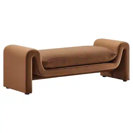 Front. Modway - Waverly Performance Velvet Bench by Modway - Brown.