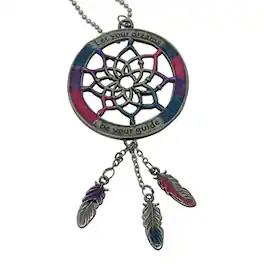Ganz - Multi Color Let Your Dream Be Your Guide Dreamcatcher Zinc Metal Car Charm 7 inches - Silver