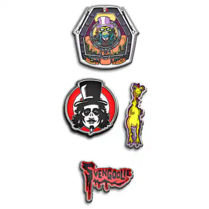 Front. Toynk - Svengoolie Limited Edition 4-Piece Enamel Pin Set | Toynk Exclusive - Black.