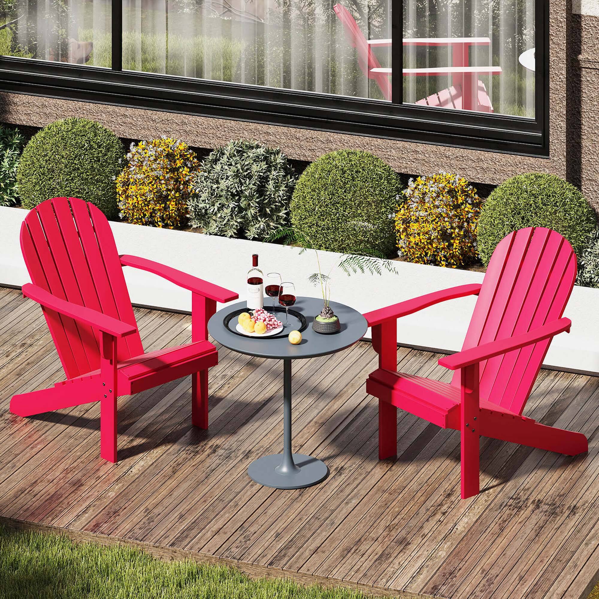 Back. Costway - Patio Adirondack Chair with Inclined Seat High Backrest & Wide Armrests - Red.
