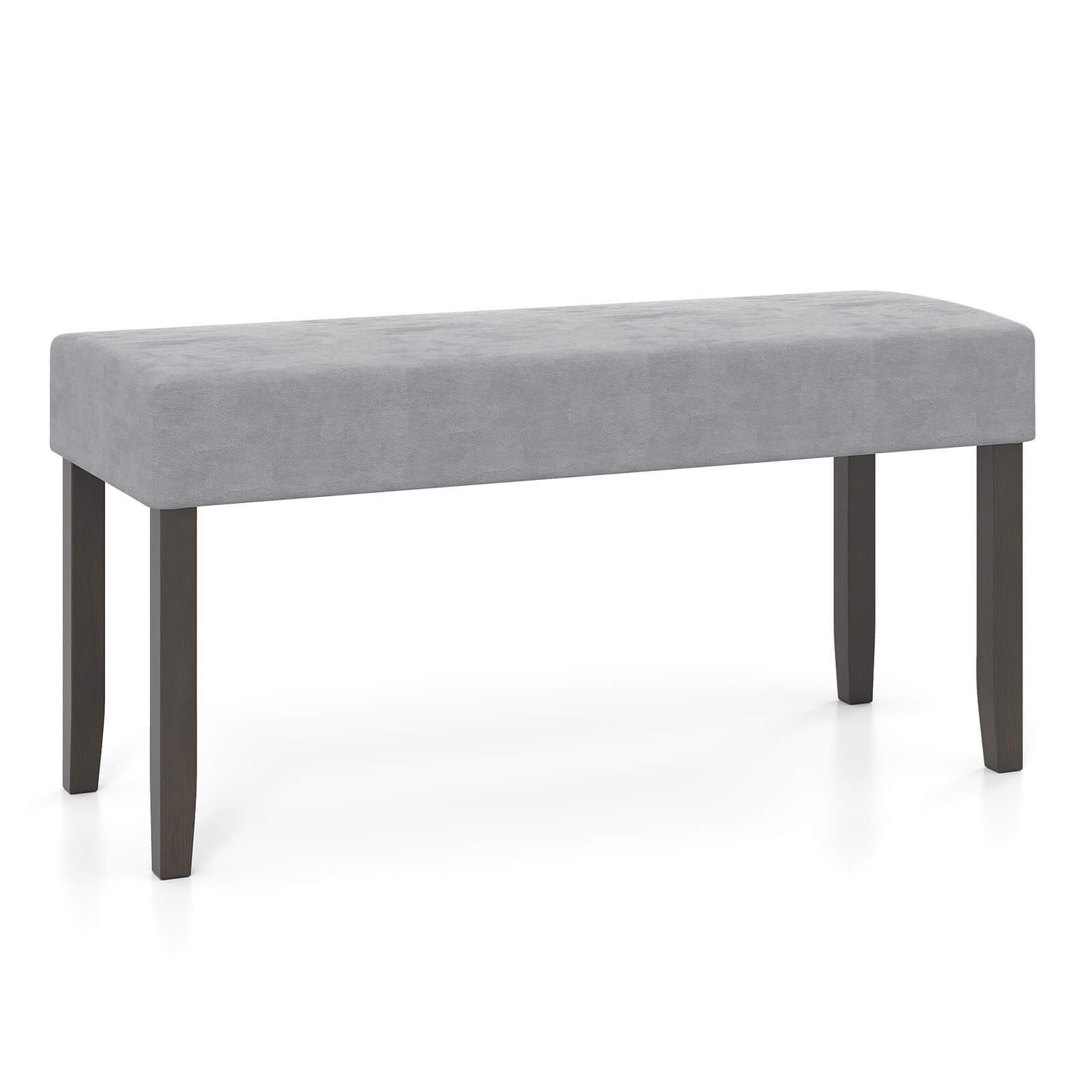 Costway - 1 PCS Upholstered Entryway Bench with Padded Seat Solid Rubber Wood Legs for Living Room - Gray