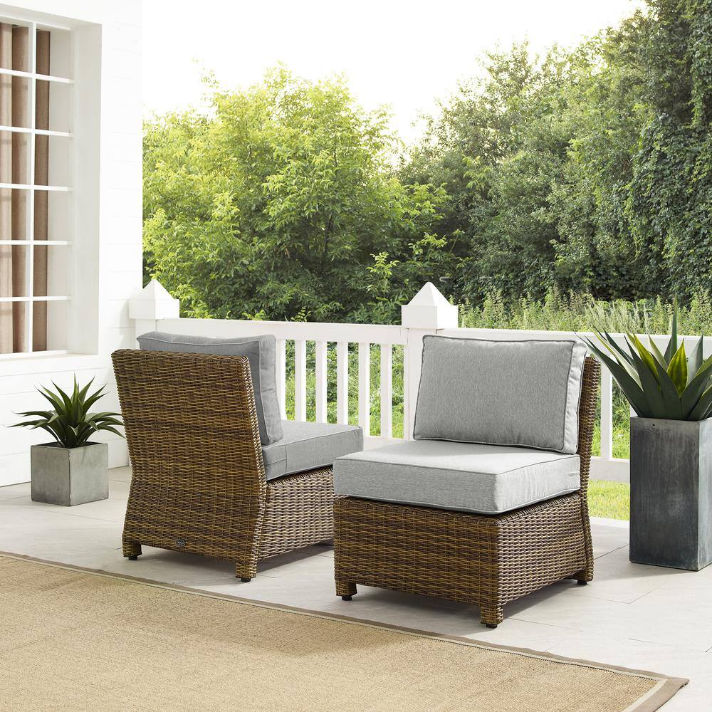 Alt View 8. Crosley Furniture - Bradenton 2Pc Armless Wicker Outdoor Chair Set - 2 Armless Chairs - Gray.