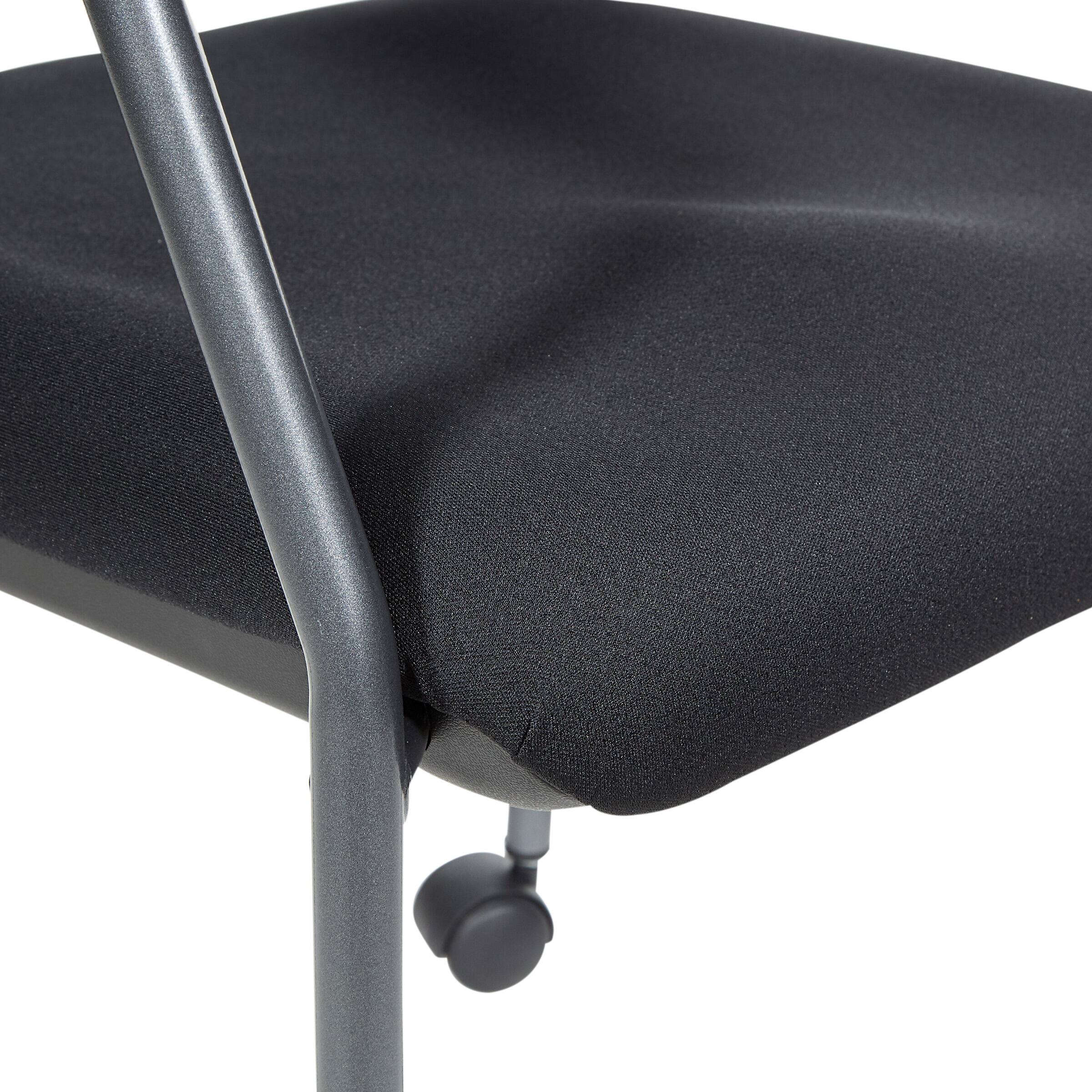 Alt View 2. Office Star Products - Upholstered Visitor Stackable Office Chair with Casters - Coal.