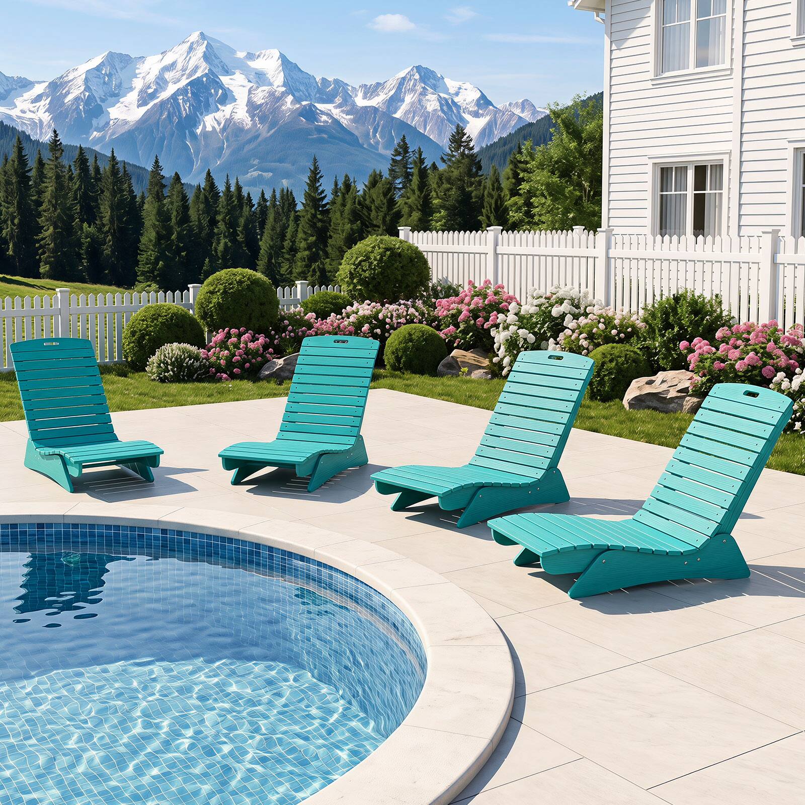 Alt View 4. Costway - Costway 1 PCS HDPE In-Pool Lounge Chair for 5.5"-8.5" Water Depth, Anti-Float for Poolside - Turquoise.