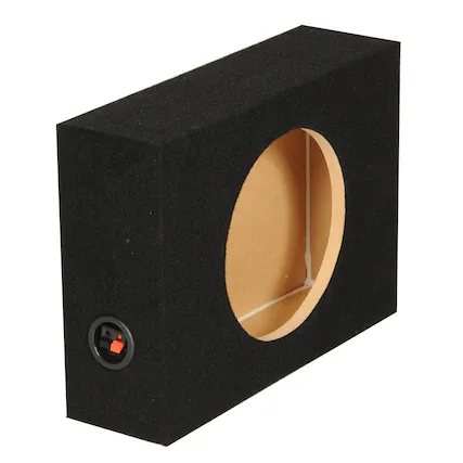 Front. QPower - QPower Shallow Single 10" Sealed Truck Subwoofer Speaker Box, 18" x 13" x 5.25" - Charcoal Gray.