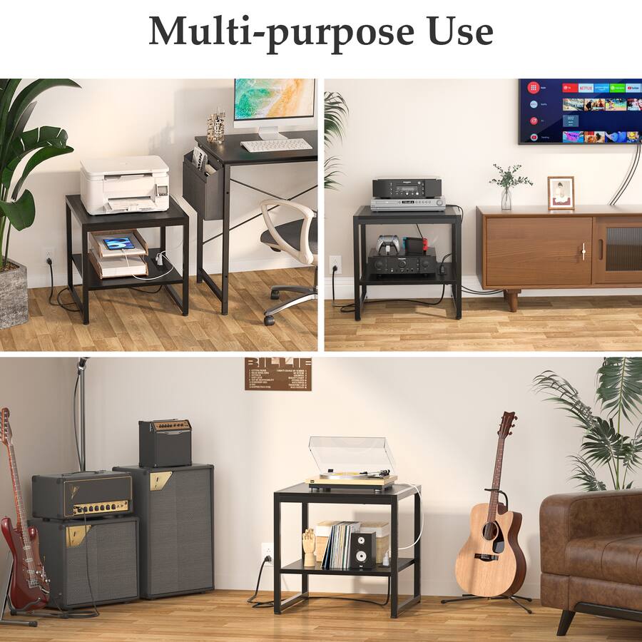 Aheaplus 20'' Wide End Table with Charging Station, 2 Tier Square Mini ...