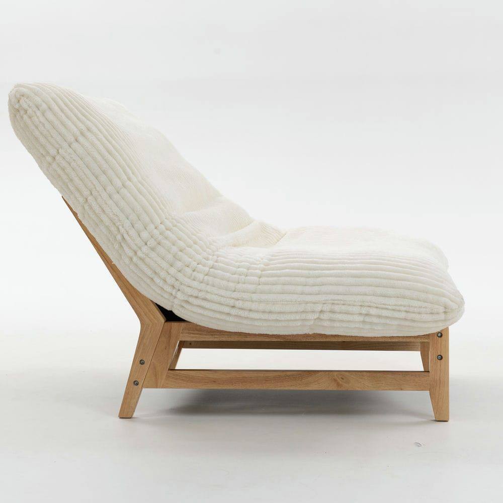 Alt View 2. Kadyn - Bean Bag Chair for Adults, Corduroy Fabric Armless Lazy Sofa with Backrest for Living Room & Bedroom, Off White - White.