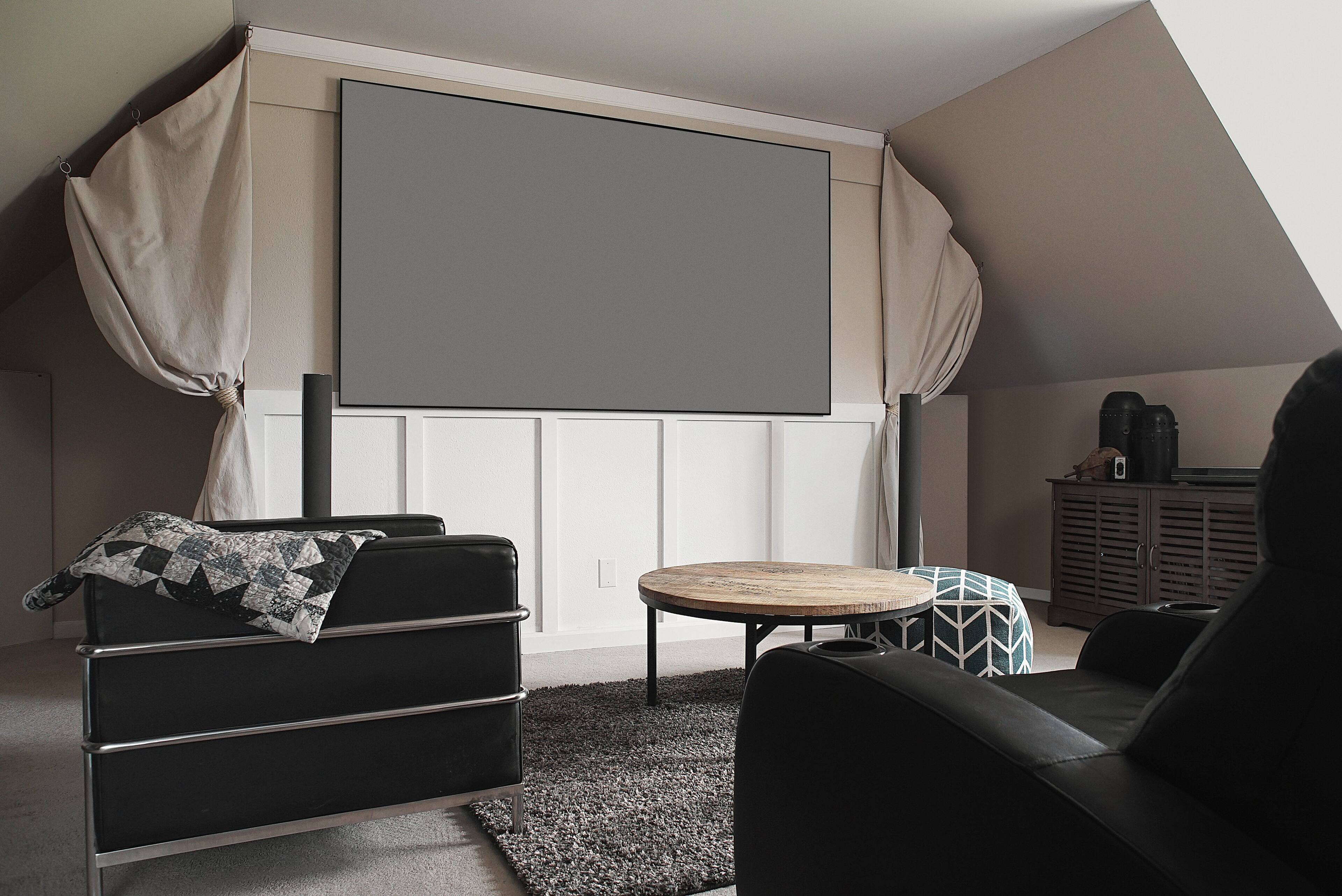 Alt View 2. Elite Screens - EPV Screens Polar Star eFinity, 100" Diag, 16:9 Ambient Light Rejecting Fixed Frame Screen, ISF Certified, LED Backlight - Silver.