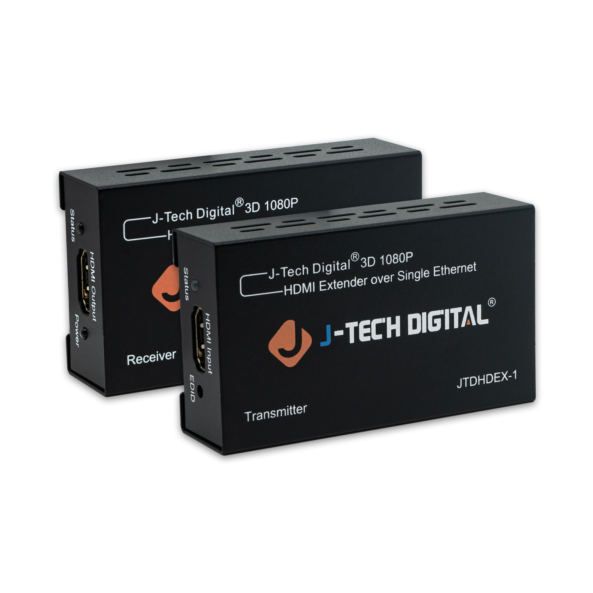 J-Tech Digital - 1080P 60Hz HDMI Extender Balun Over Ethernet (200ft.) - Black