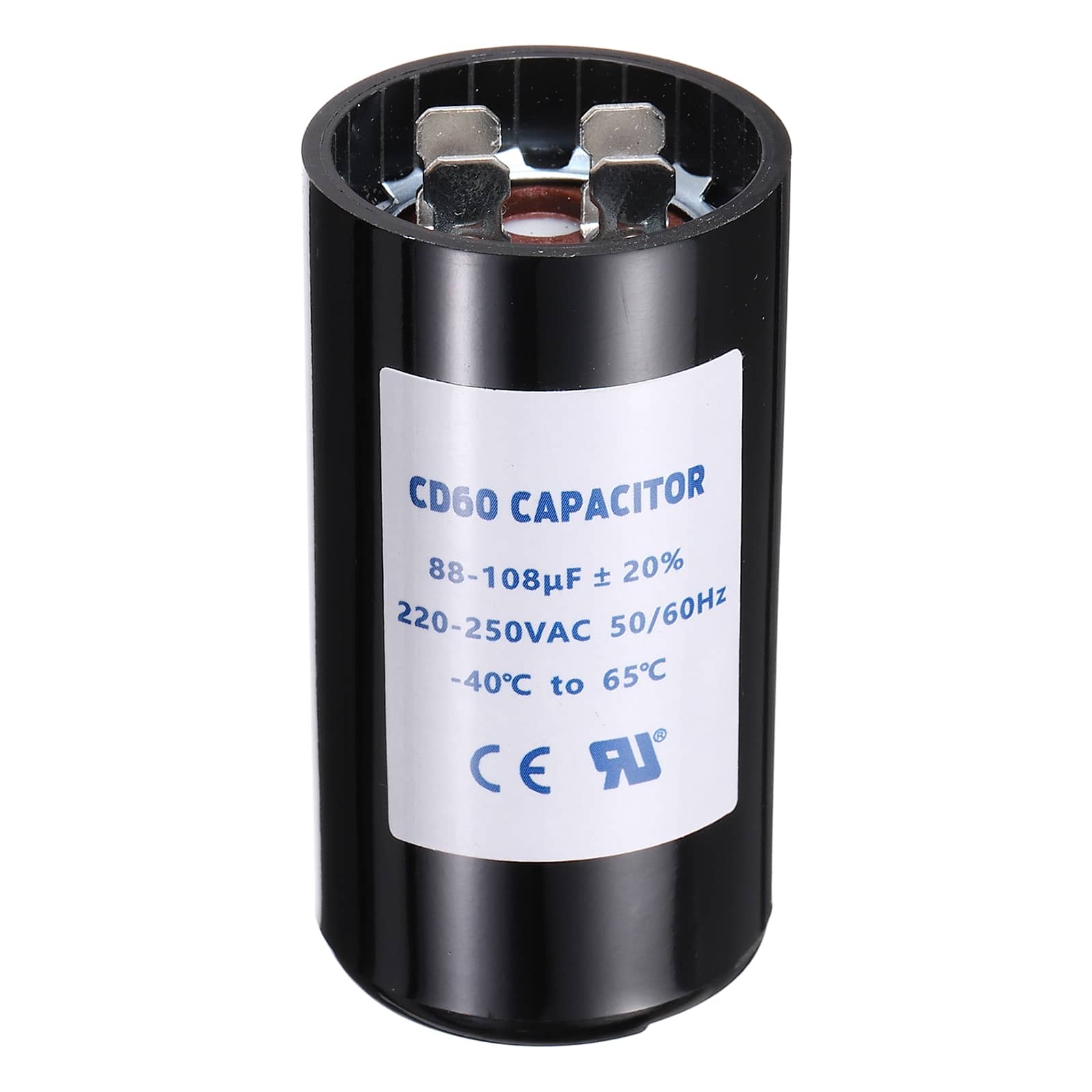 Unique Bargains - CD60 Capacitor 88-108uF 220-250VAC Run Motor Start Capacitor 50/60Hz for Electric Fan Motor Well Pump - Black