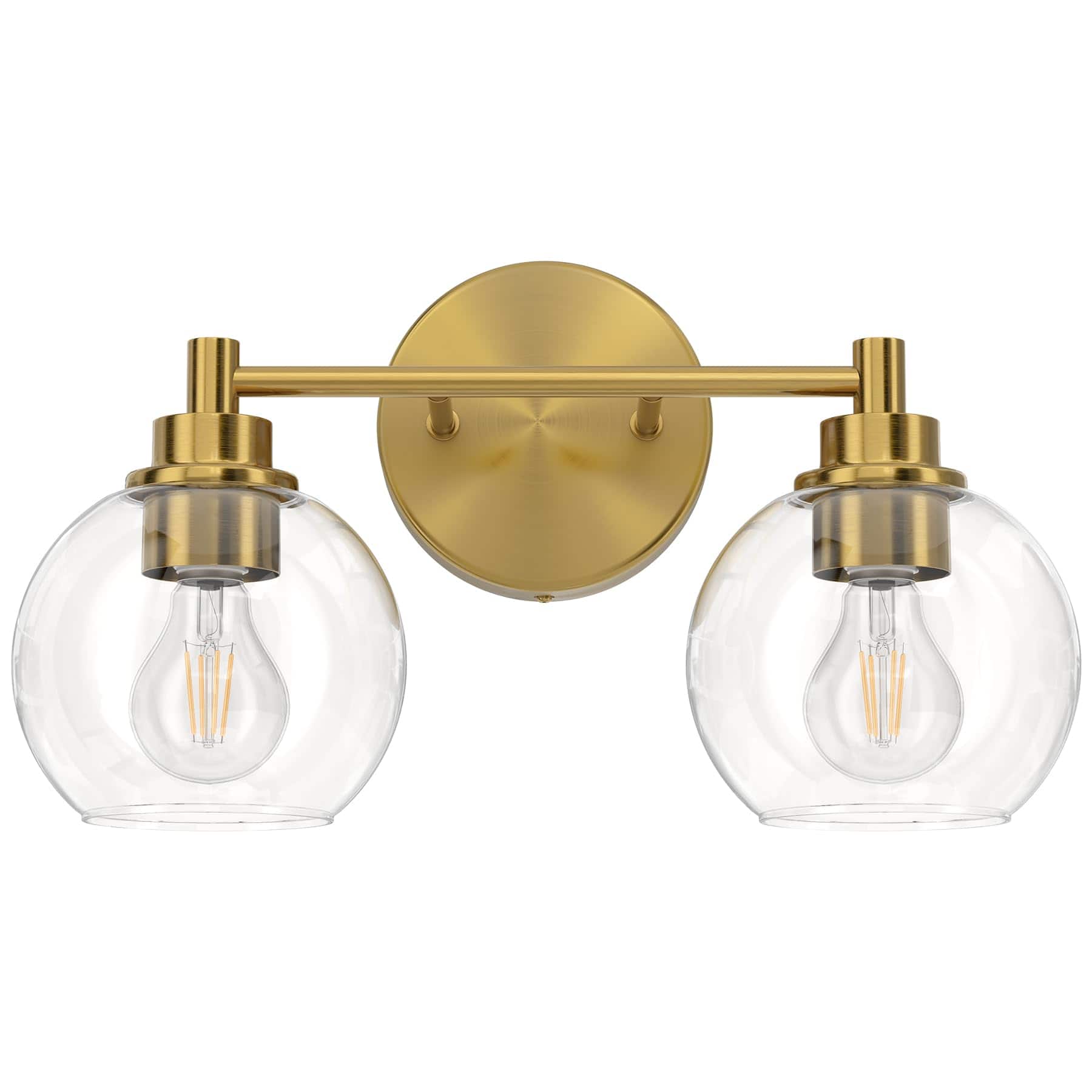 Dazzling Pops - Bathroom Light Fixtures Vanity With Globe Glass Shades E Sockets Lights Over Mirror For Bedroom Hallway Liv - Gold 2-Light