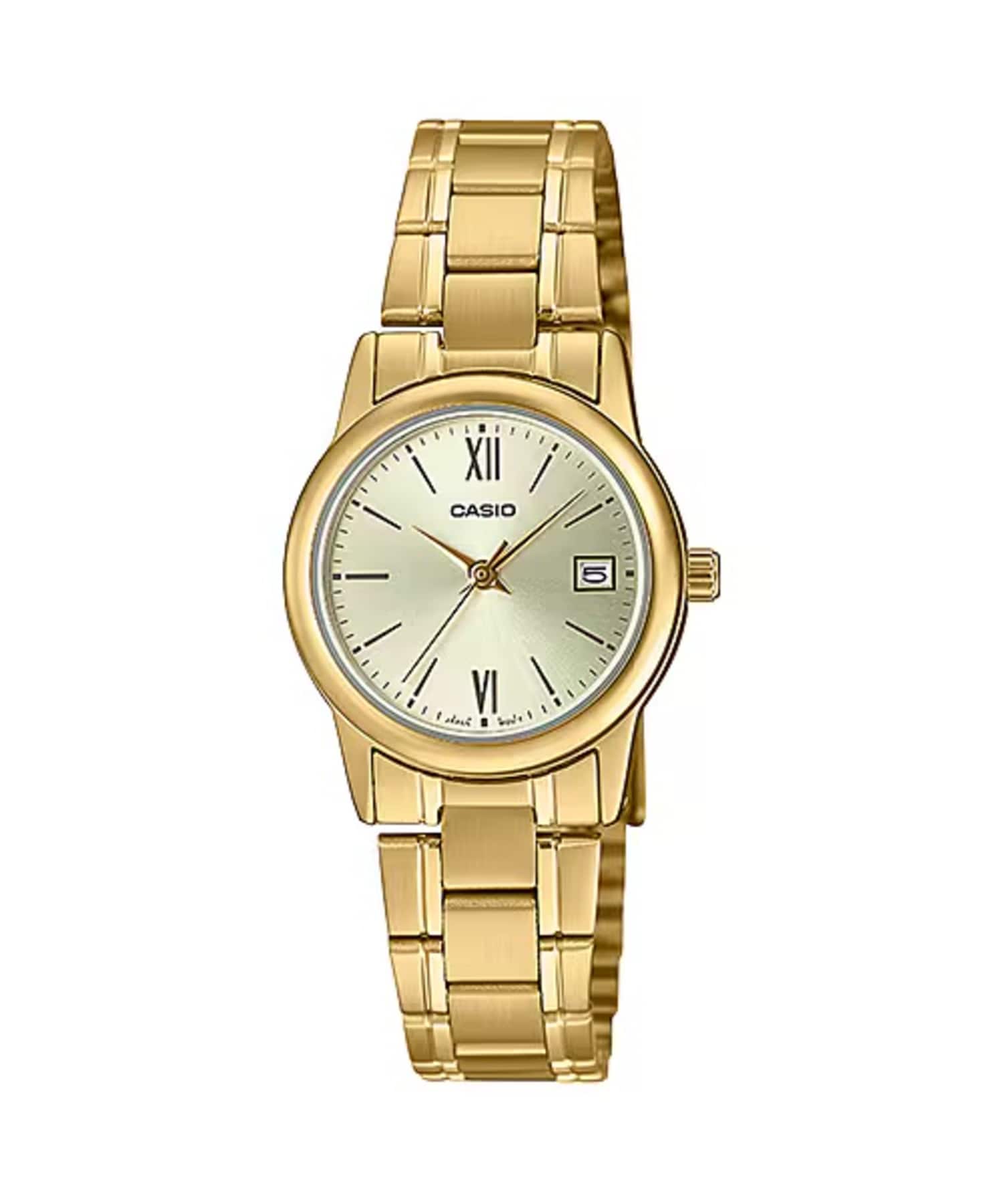Casio - Women’s -Tone Stainless Steel Watch with Champagne Dial - LTP-V002G-9B3UDF - Gold price history on PriceWatchPro