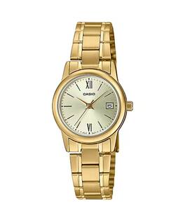 Casio - Women’s -Tone Stainless Steel Watch with Champagne Dial - LTP-V002G-9B3UDF - Gold