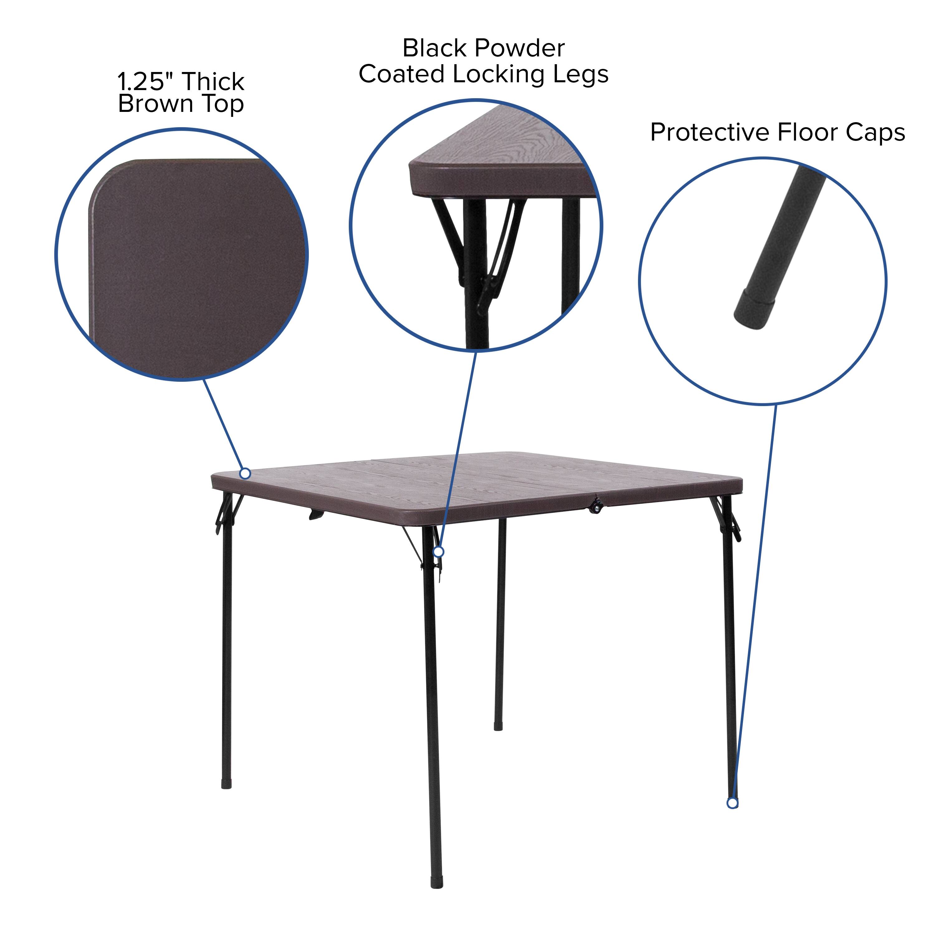 Alt View 15. Alamont Home - 2.83-Foot Square Bi-Fold Plastic Folding Table with Carrying Handle - Brown.