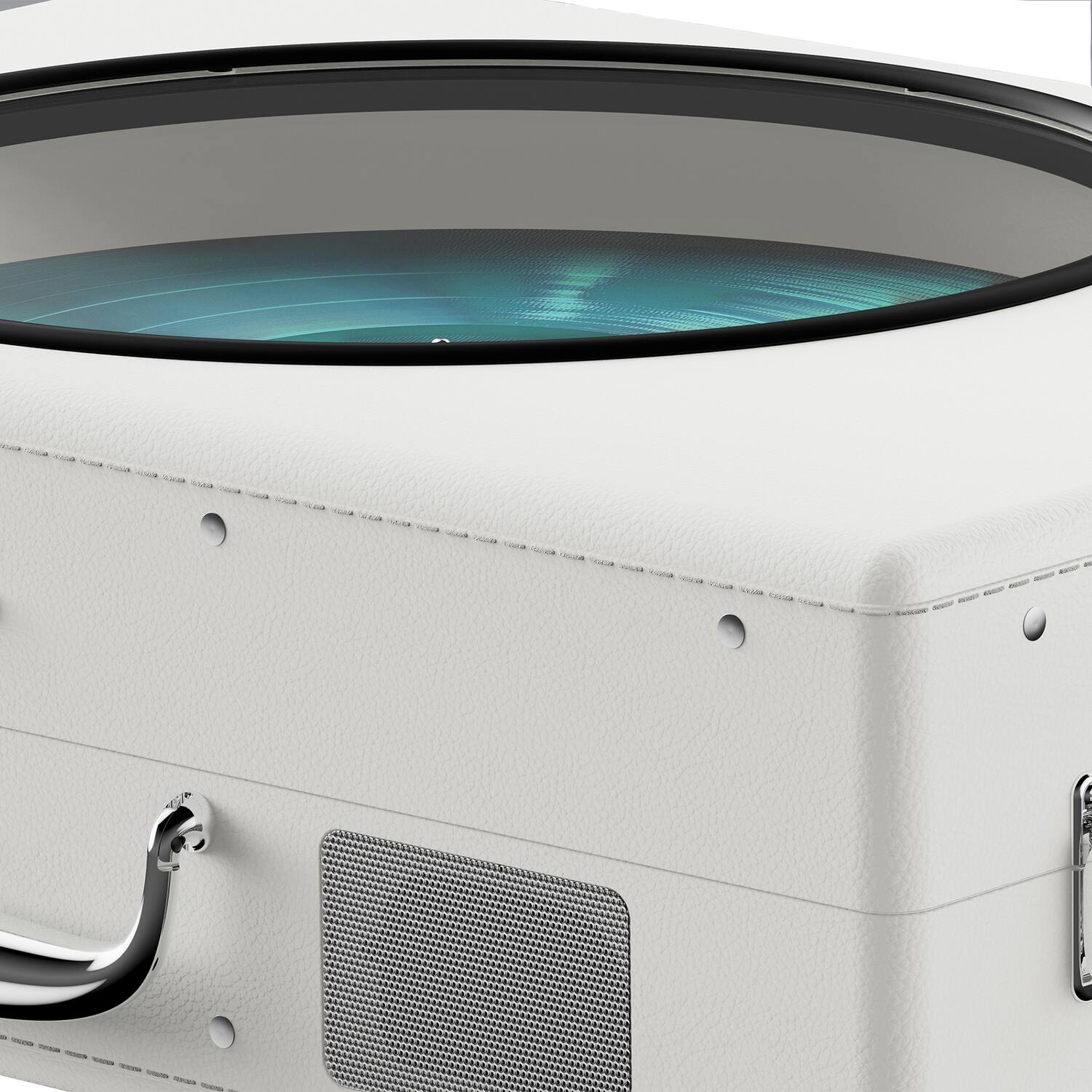 Back. Mixx - 5-Watt Revival 65 2-Speed Belt-Drive Manual Suitcase Record Player with Built-in Speakers, Bluetooth, Aux - Cream.