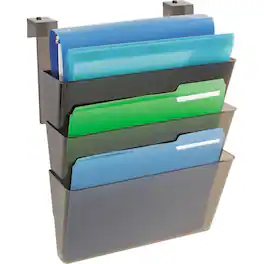 Deflecto - Stackable DocuPocket for Partition Walls - 3 Pockets - 3 Compartments - 7" Height x 13" Width x 4" Depth - Smok