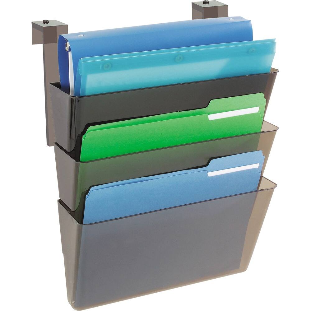 Front. Deflecto - Deflecto Stackable DocuPocket for Partition Walls - 3 Pockets - 3 Compartments - 7" Height x 13" Width x 4" Depth - Smok.