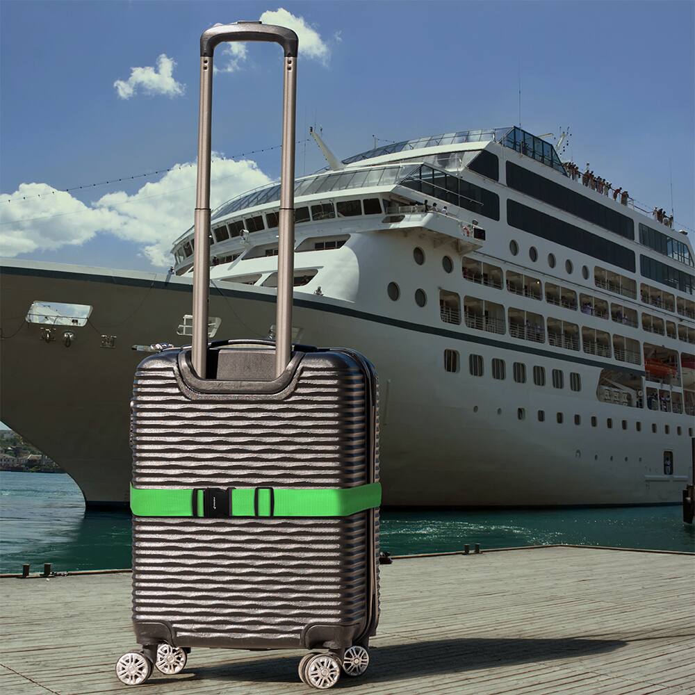 Alt View 4. Fosmon - 2 Pack Luggage Straps for Suitcases, Luggage Straps TSA Approved with Buckle Adjustable Travel Luggage Belt, Green - Green.