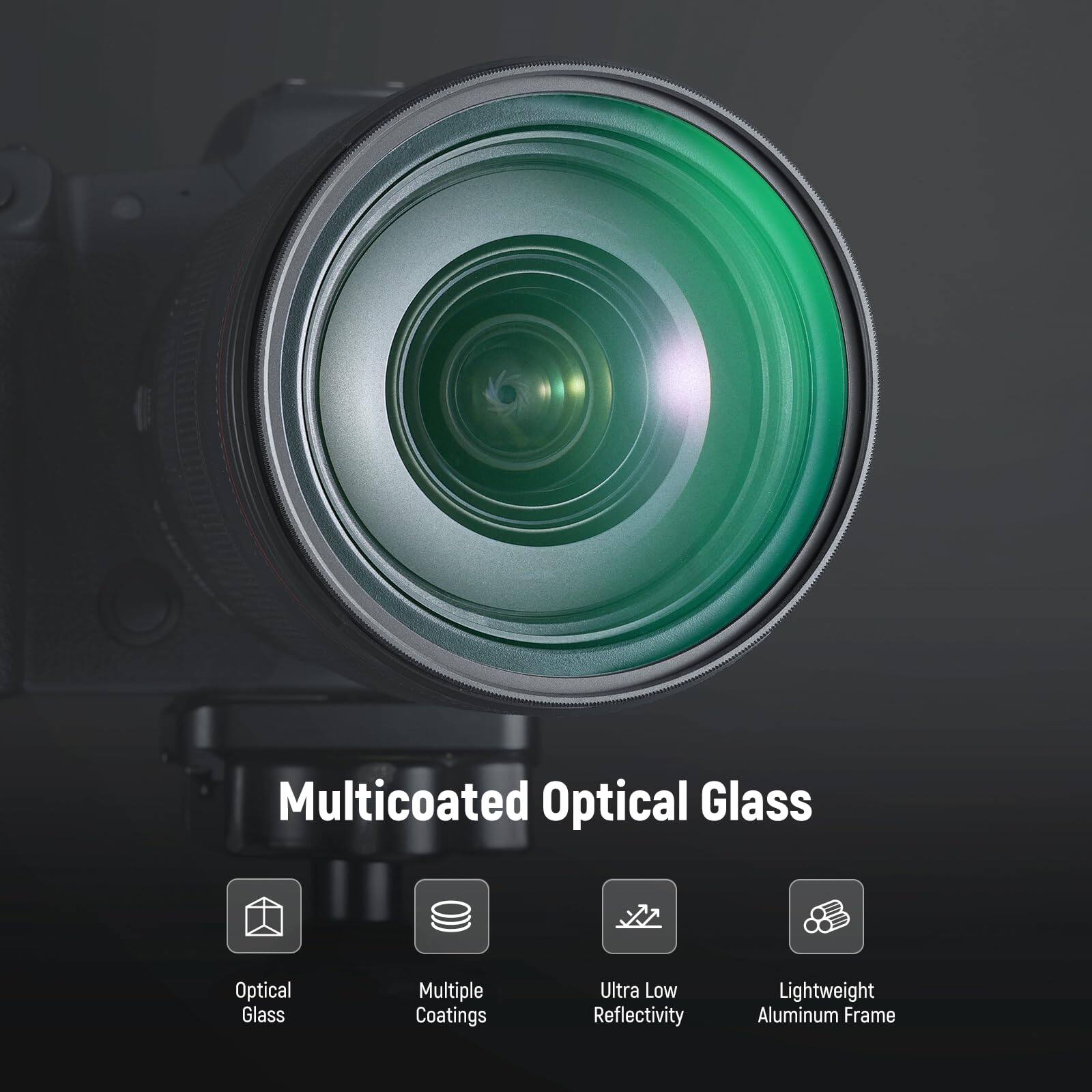 Multicoated Optical Glass  
Optical Glass  
Multiple Coatings  
Ultra Low Reflectivity  
Lightweight Aluminum Frame