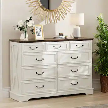 white 9 drawer dresser 63 Wide Modern Minimalist 9-Drawer & Storage Sideboard step hand finish for a polished Auburn Grand Dresser, Seadrift