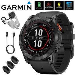 Garmin - Fenix 7X Pro Solar, Glass, Slate Gray Steel, Black w/ Accessories Bundle - Slate Gray - (2023)