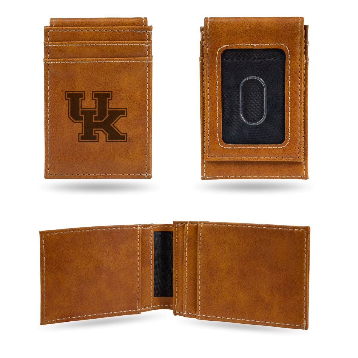 Front. Rico Industries - Kentucky Wildcats Brown Money Clip Front Pocket Slim Wallet - Multi.