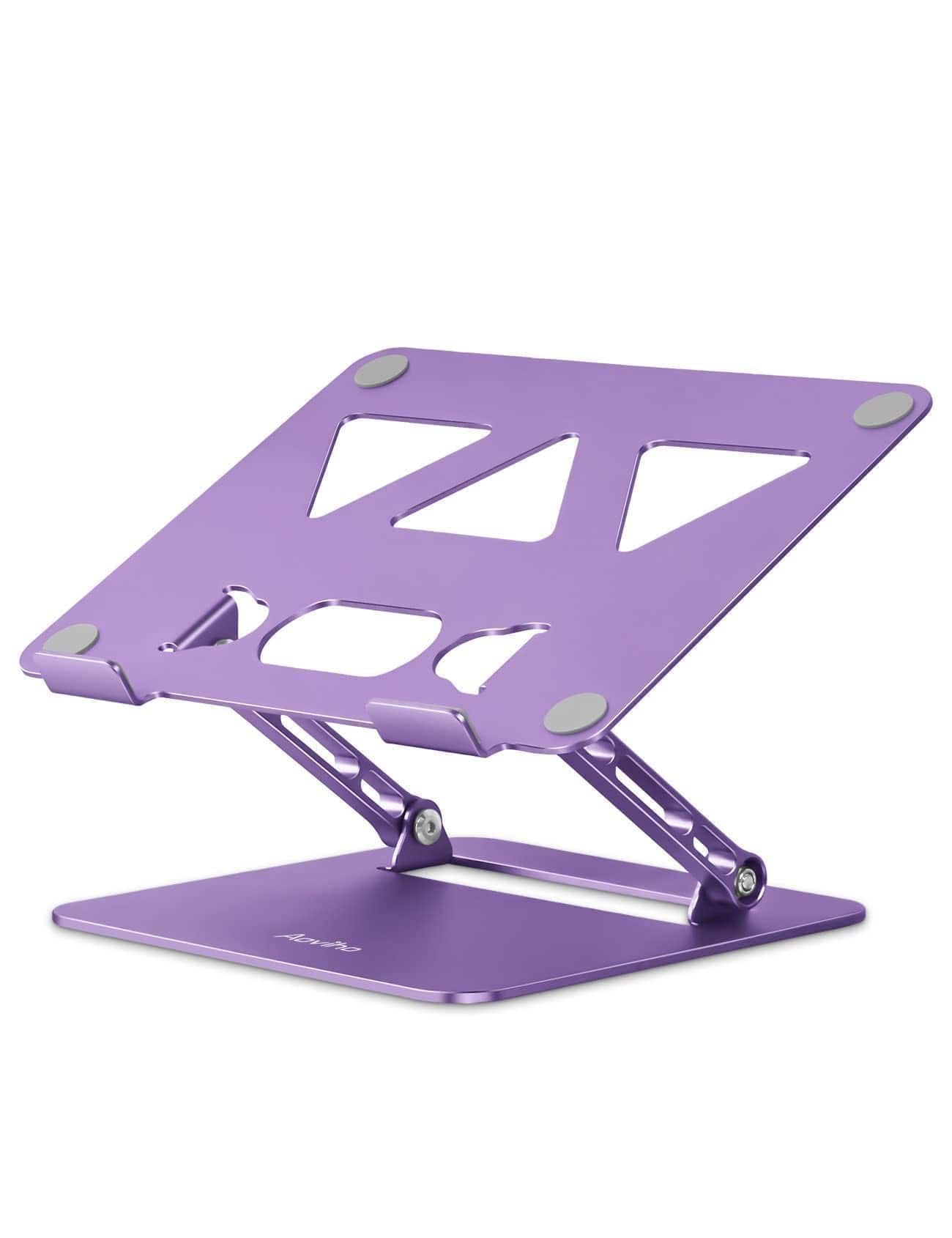 HongFei - Adjustable Laptop Stand for Desk, Portable Laptop Stand Holder and Riser, Foldable Aluminum Notebook Stand - Purple