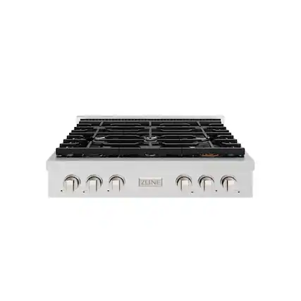 Front. ZLINE - ZLINE 36 in. Paramount Gas Rangetop with 6 Burners (SRTS-36) - Stainless Steel.