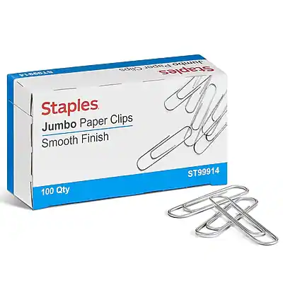 Staples Smooth Jumbo Paper Clips, 100 Clips/Pack Silver ST99914/A70266 ...
